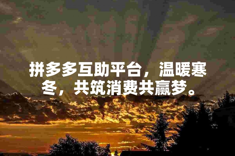 拼多多互助平台，温暖寒冬，共筑消费共赢梦。