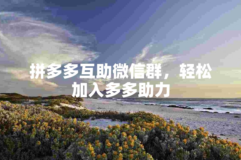 拼多多互助微信群，轻松加入多多助力