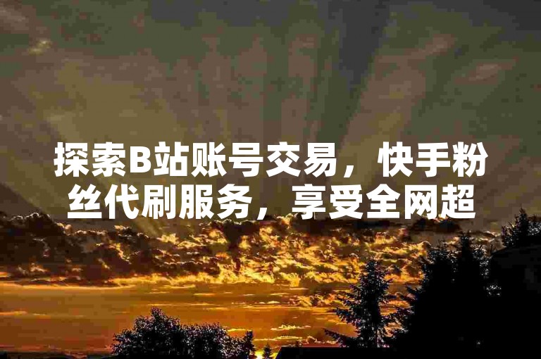 探索B站账号交易，快手粉丝代刷服务，享受全网超值优惠。