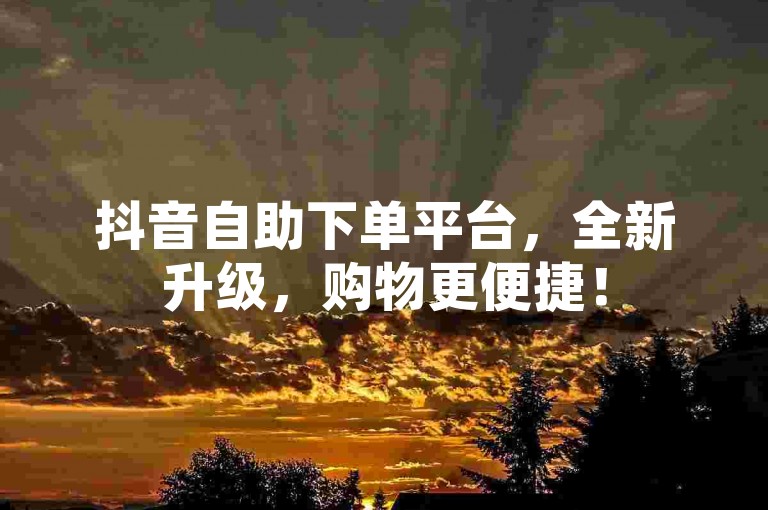 抖音自助下单平台，全新升级，购物更便捷！
