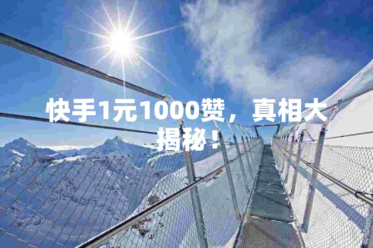 快手1元1000赞，真相大揭秘！
