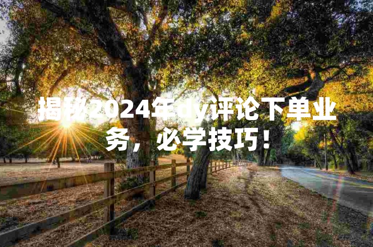 揭秘2024年dy评论下单业务，必学技巧！