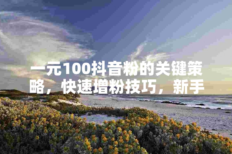 一元100抖音粉的关键策略，快速增粉技巧，新手必看！