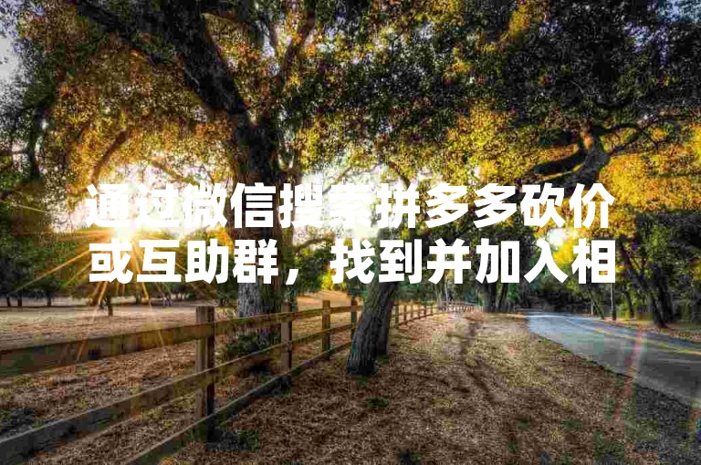 通过微信搜索拼多多砍价或互助群，找到并加入相关群组。