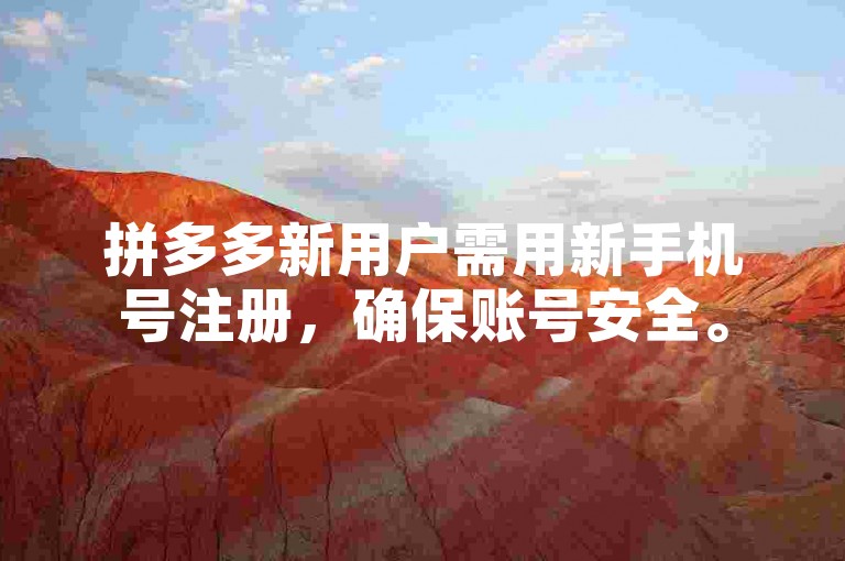 拼多多新用户需用新手机号注册，确保账号安全。