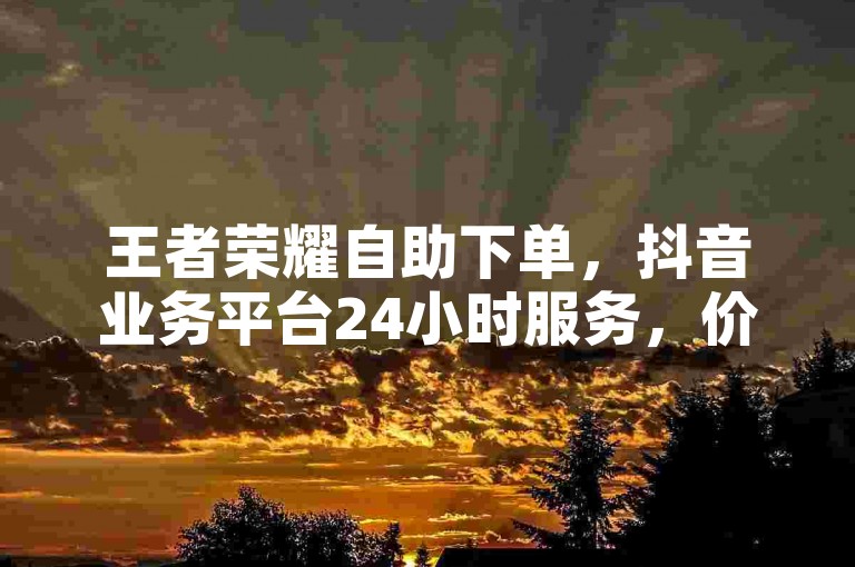 王者荣耀自助下单，抖音业务平台24小时服务，价格优惠。