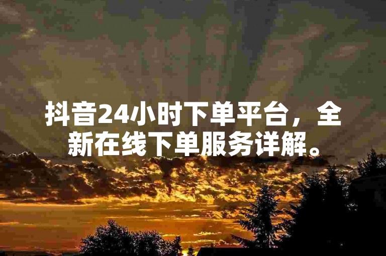 抖音24小时下单平台，全新在线下单服务详解。