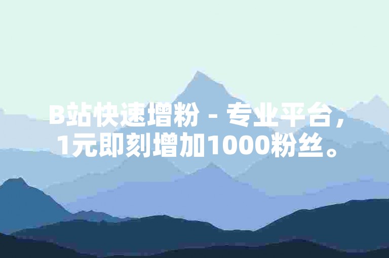 B站快速增粉 - 专业平台，1元即刻增加1000粉丝。