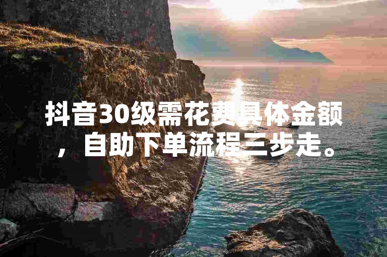 抖音30级需花费具体金额，自助下单流程三步走。