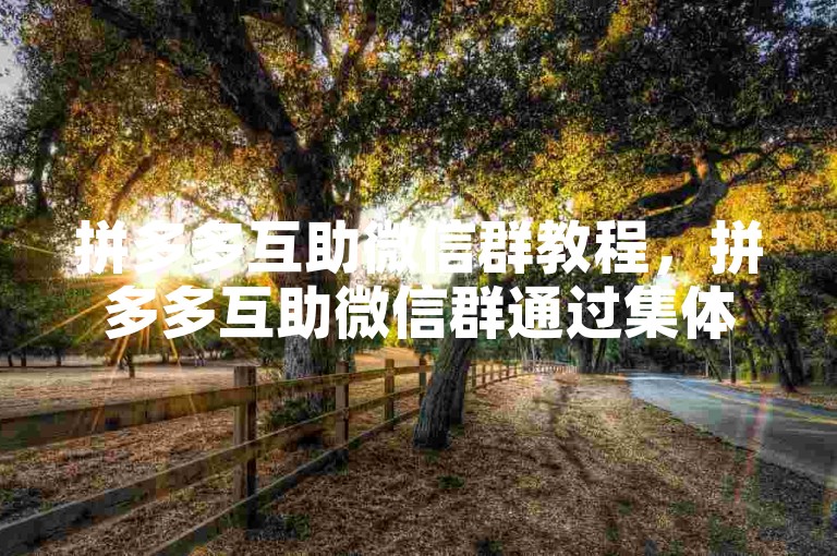 拼多多互助微信群教程，拼多多互助微信群通过集体力量，帮助用户实现购物目标。