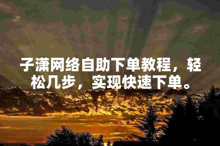 子潇网络自助下单教程，轻松几步，实现快速下单。
