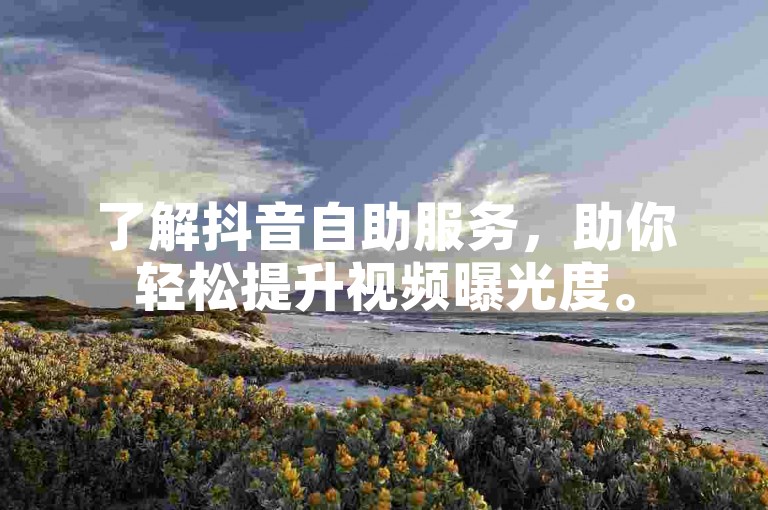 了解抖音自助服务，助你轻松提升视频曝光度。