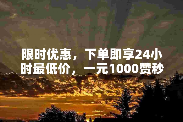 限时优惠，下单即享24小时最低价，一元1000赞秒到账。