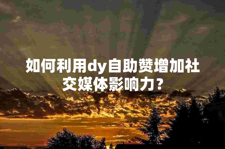 如何利用dy自助赞增加社交媒体影响力？