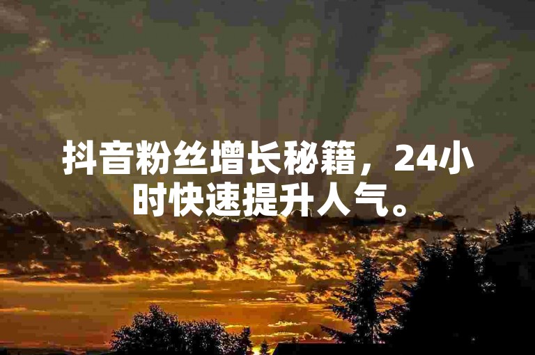 抖音粉丝增长秘籍，24小时快速提升人气。
