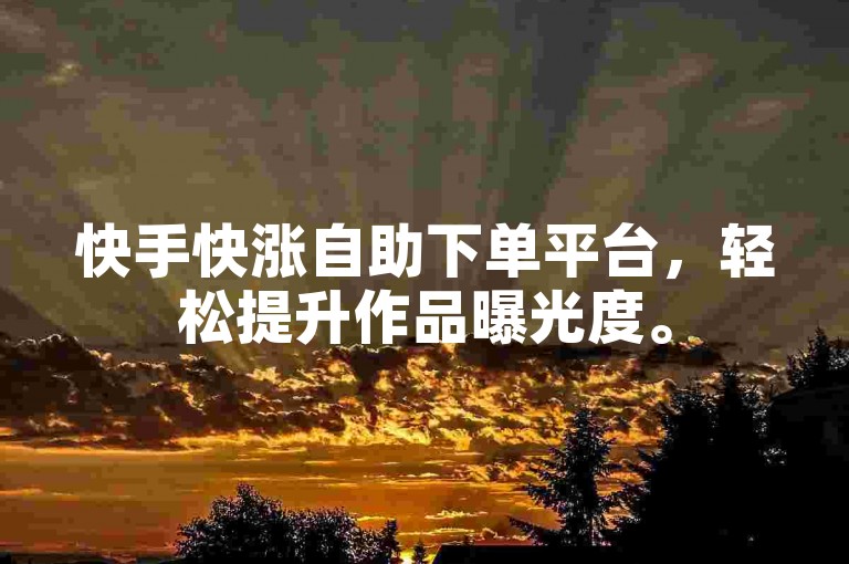 快手快涨自助下单平台，轻松提升作品曝光度。