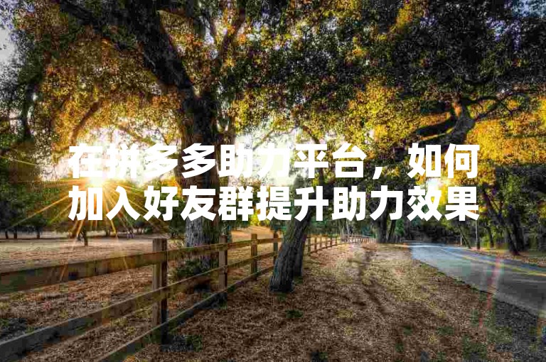 在拼多多助力平台，如何加入好友群提升助力效果？