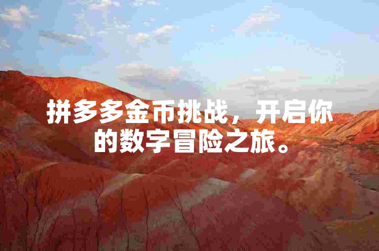 拼多多金币挑战，开启你的数字冒险之旅。