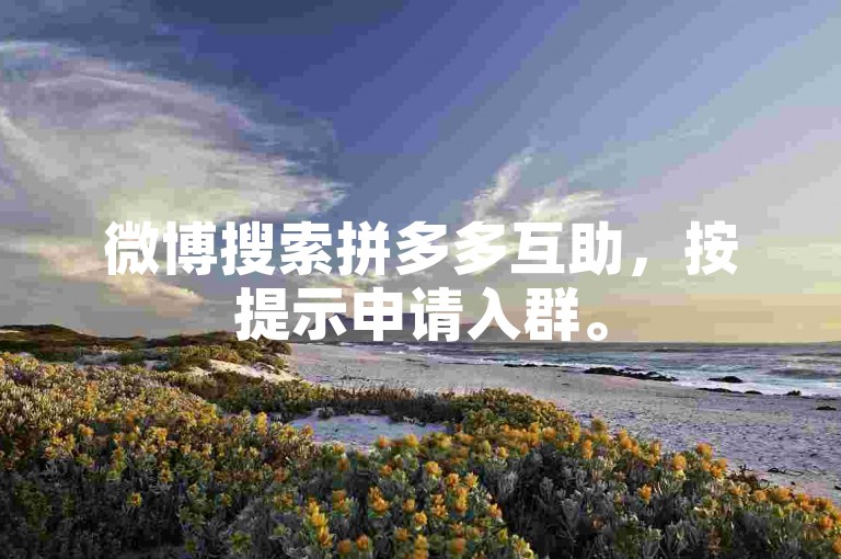 微博搜索拼多多互助，按提示申请入群。