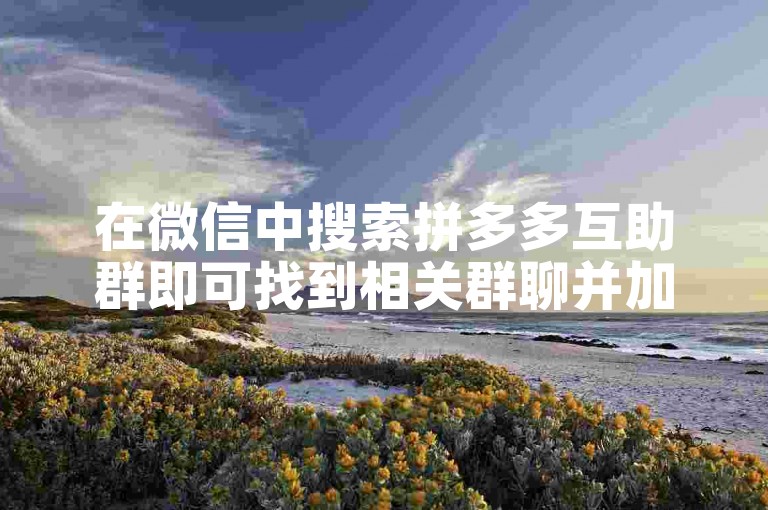 在微信中搜索拼多多互助群即可找到相关群聊并加入。