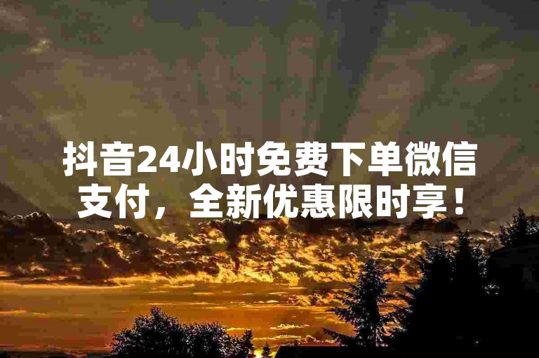 抖音24小时免费下单微信支付，全新优惠限时享！