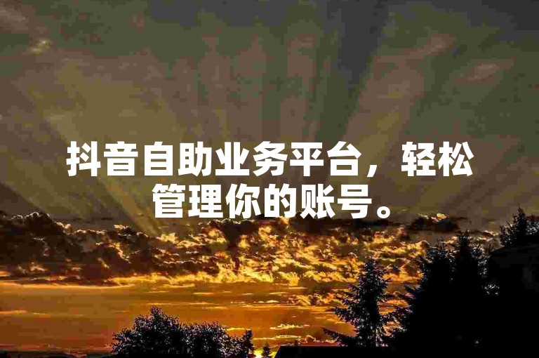 抖音自助业务平台，轻松管理你的账号。