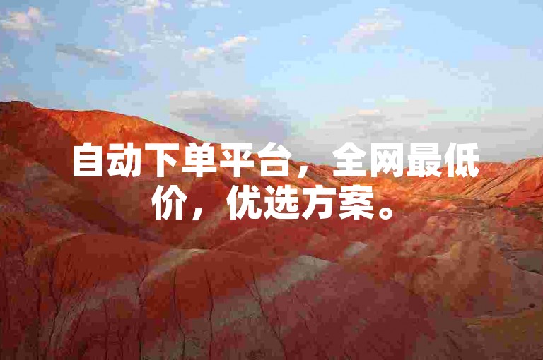 自动下单平台，全网最低价，优选方案。