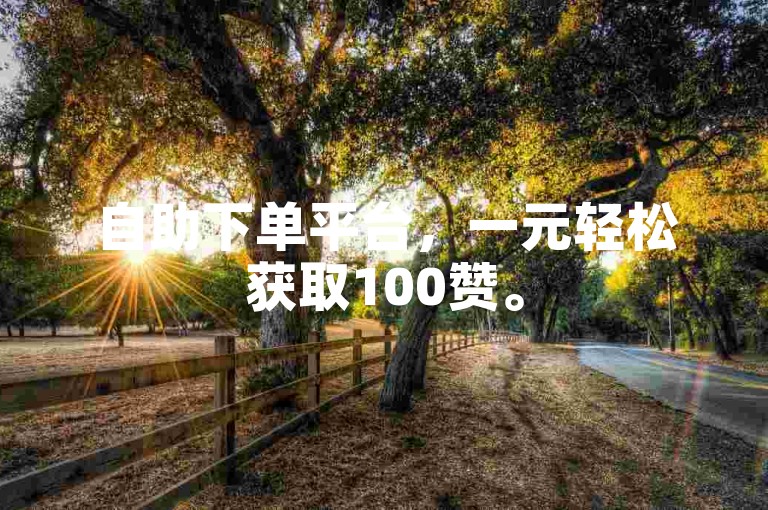 自助下单平台，一元轻松获取100赞。