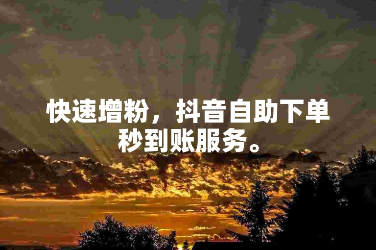 快速增粉，抖音自助下单秒到账服务。