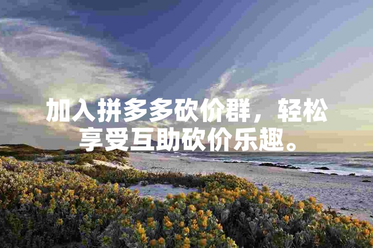加入拼多多砍价群，轻松享受互助砍价乐趣。