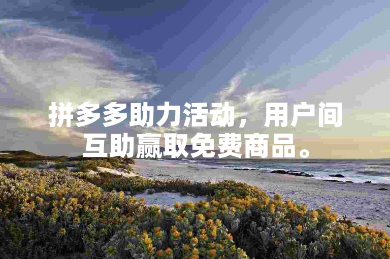 拼多多助力活动，用户间互助赢取免费商品。