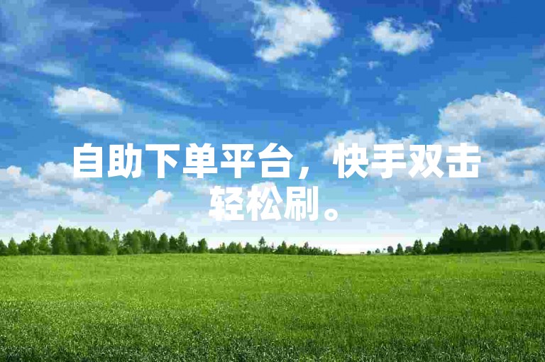 自助下单平台，快手双击轻松刷。