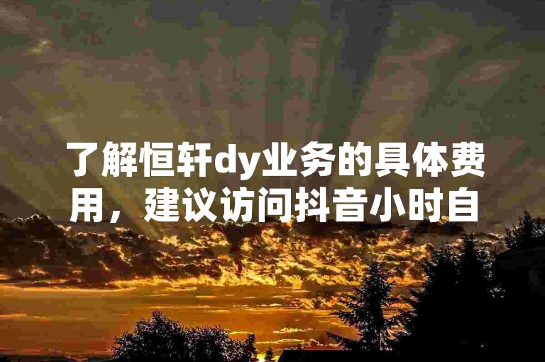 了解恒轩dy业务的具体费用，建议访问抖音小时自助下单平台。