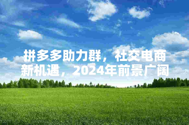 拼多多助力群，社交电商新机遇，2024年前景广阔。