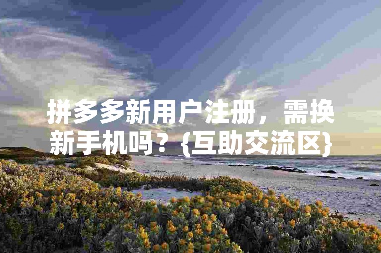 拼多多新用户注册，需换新手机吗？{互助交流区}