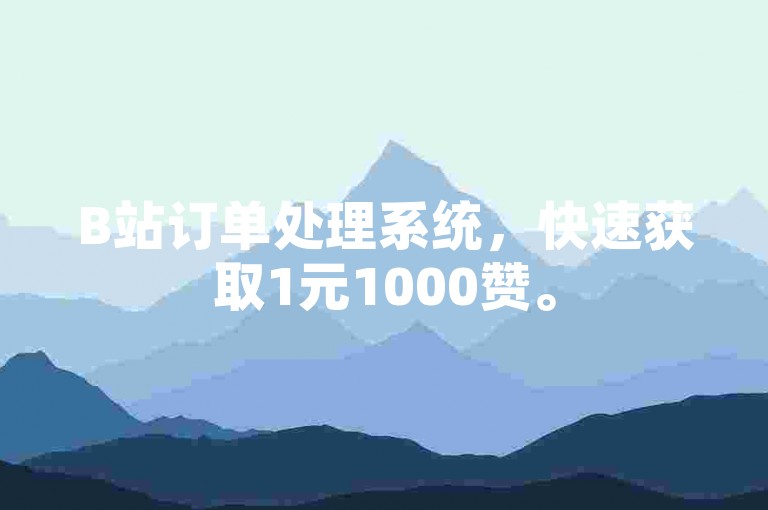 B站订单处理系统，快速获取1元1000赞。