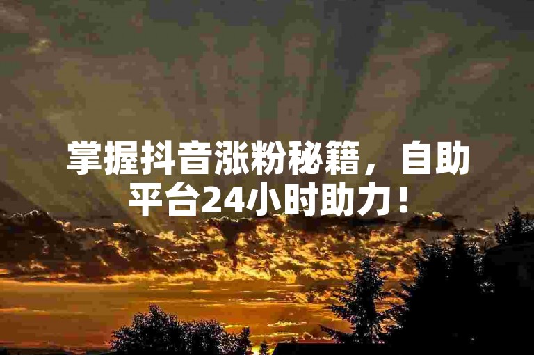 掌握抖音涨粉秘籍，自助平台24小时助力！
