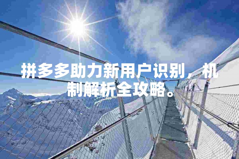 拼多多助力新用户识别，机制解析全攻略。