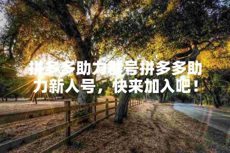拼多多助力群号拼多多助力新人号，快来加入吧！