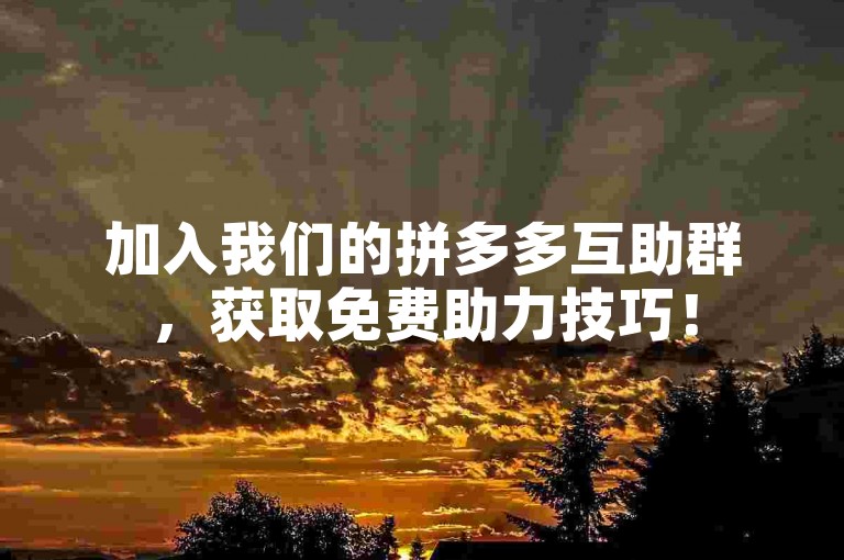 加入我们的拼多多互助群，获取免费助力技巧！