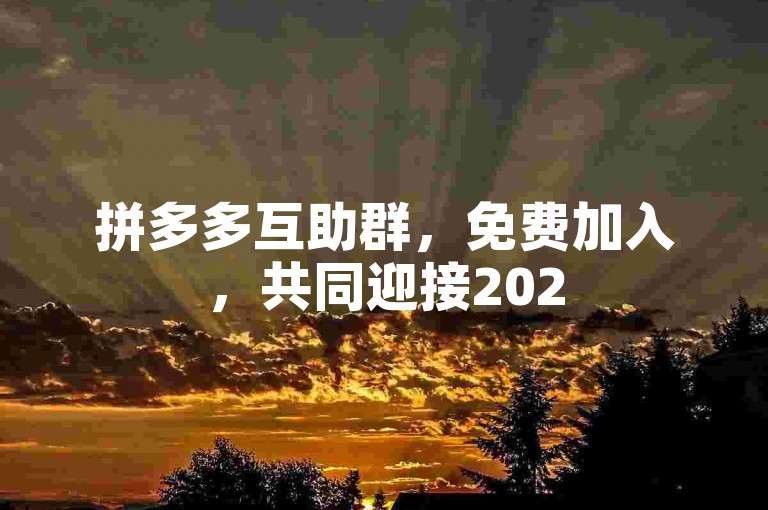 拼多多互助群，免费加入，共同迎接2025新挑战。