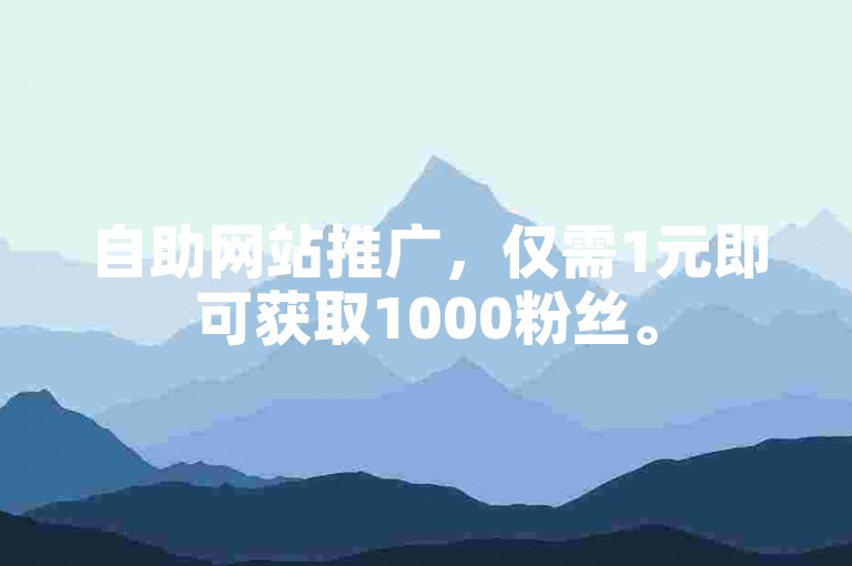 自助网站推广，仅需1元即可获取1000粉丝。